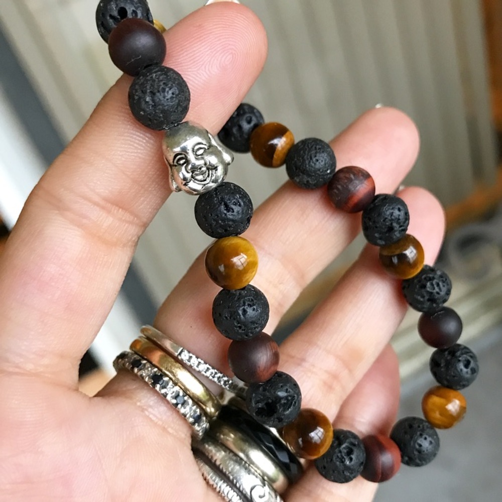 Genuine Lava rock golden & red tiger eye + buddha - Picture 2 of 8